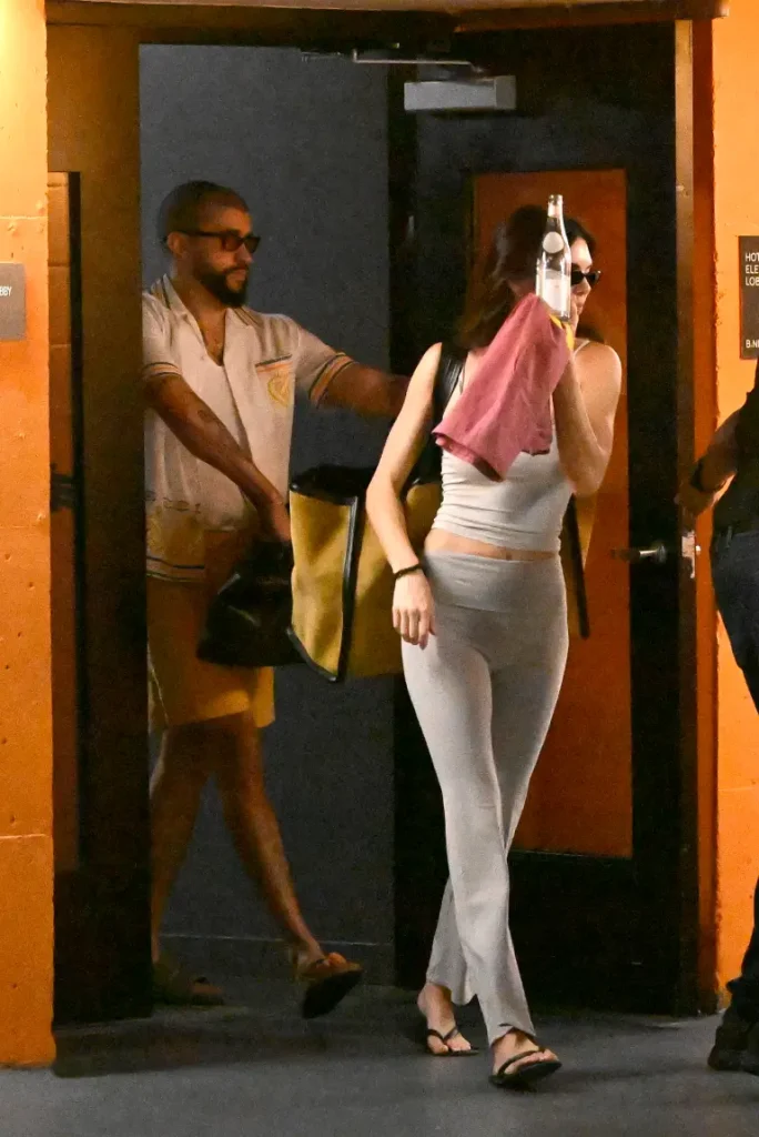 Kendall Jenner and Bad Bunny leaving a hotel in Miami