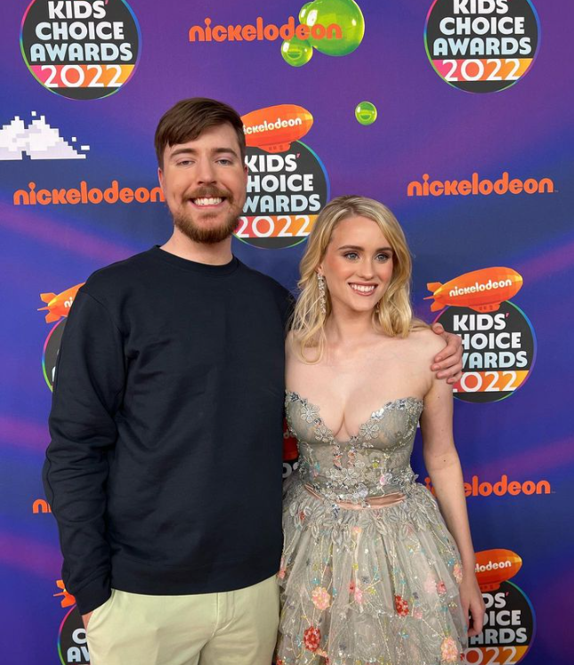 MrBeast with girlfriend Thea Booysen at Kids' Choice Awards