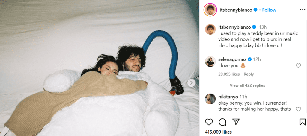 Benny Blanco wishes Selena Gomez with a heartfelt post on her birthday