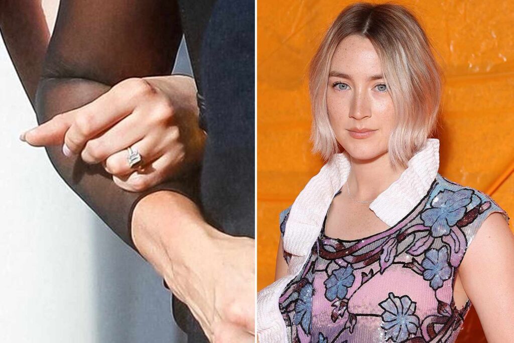 Saoirse Ronan with a mysterious diamond ring on her finger