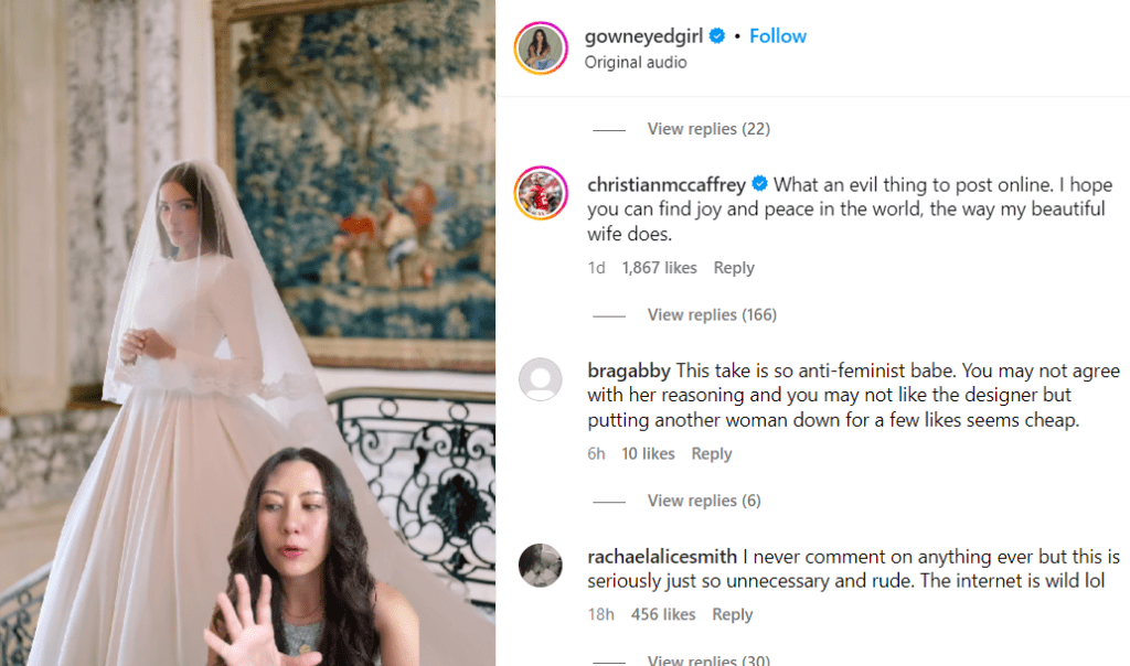 Kennedy Bingham criticizes Olivia Culpo's wedding dress in an Instagram video