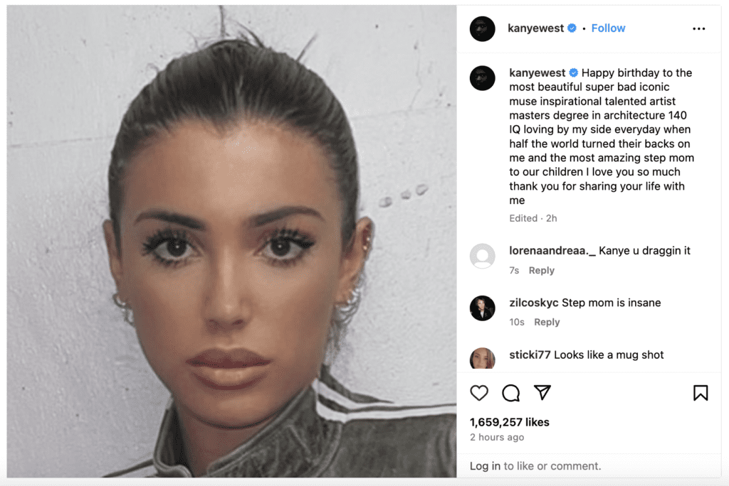 Bianca Censori And Kanye West's Relationship Timeline 4 Kanye West wishes Bianca Censori happy birthday on Instagram post