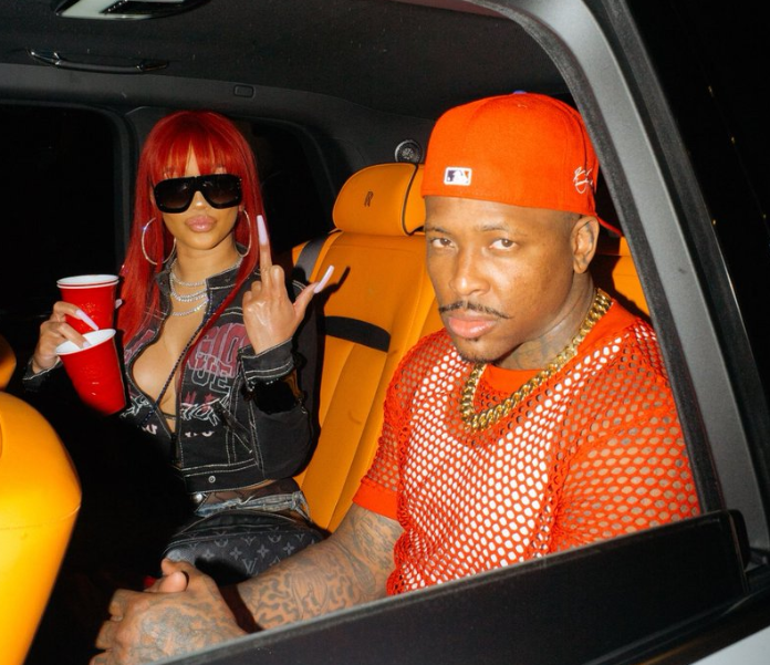 YG and Saweetie enjoying a car ride