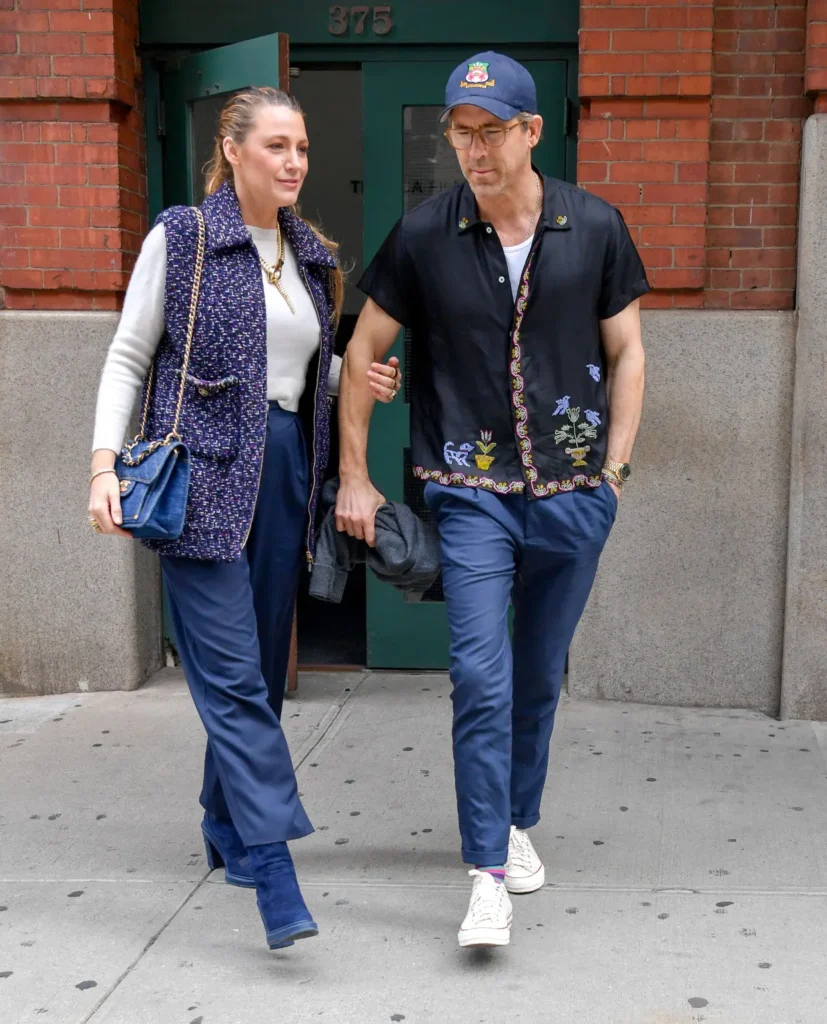 Blake Lively and Ryan Reynolds in their matching outfits in New York City