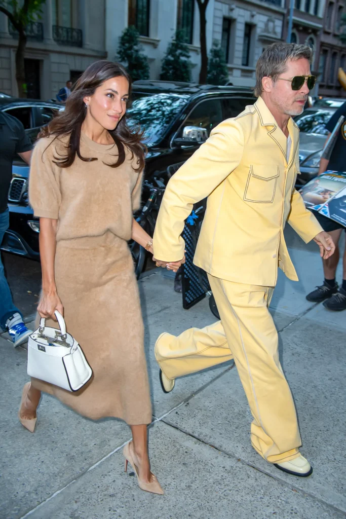 Brad Pitt and Ines De Ramon holding hands on a date night in New York City