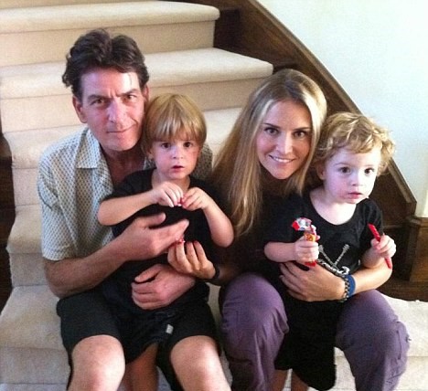 Brooke Mueller and Charlie Sheen with their twin boys