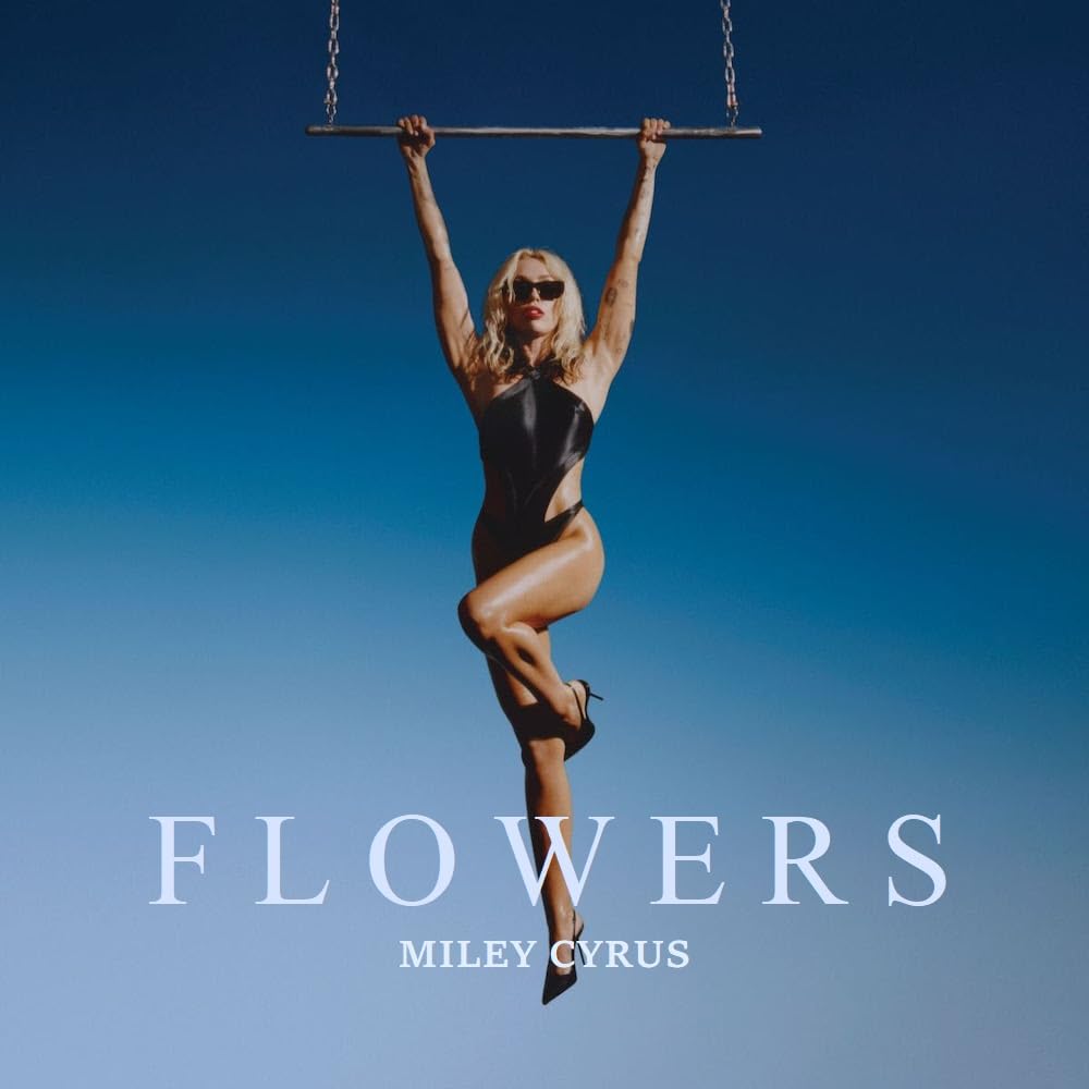 Miley Cyrus on the album cover of her track Flowers