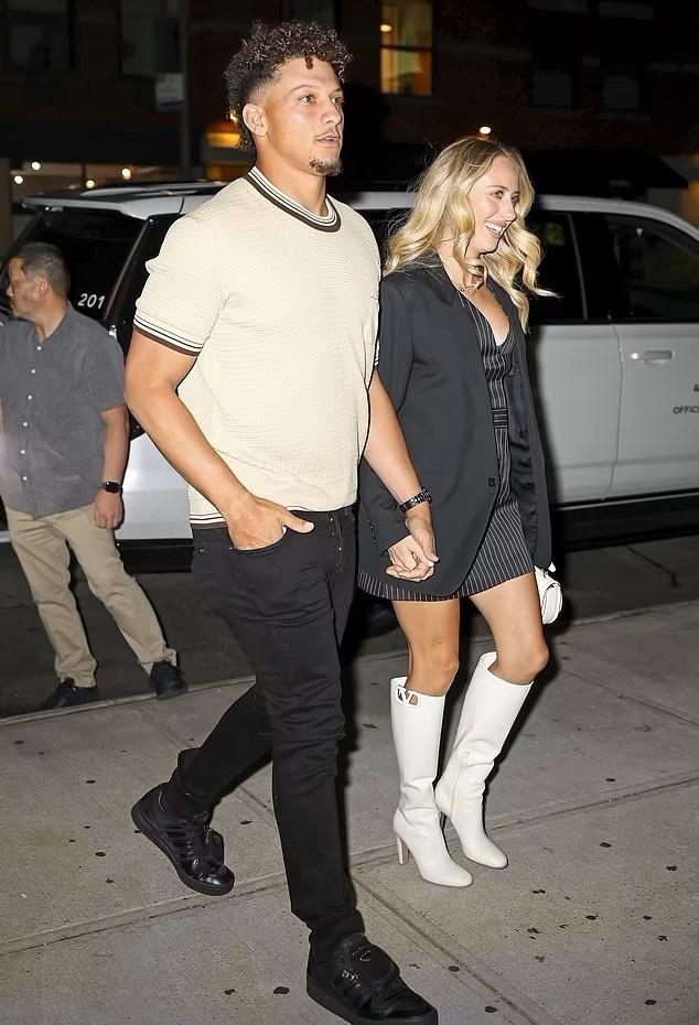 Patrick Mahomes and Brittany Mahomes arrive at a restaurant in New York City