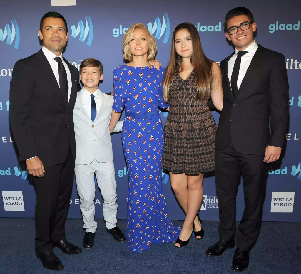 Mark Consuelos and Kelly Ripa with their three children, Michael, Lola, and Joaquin