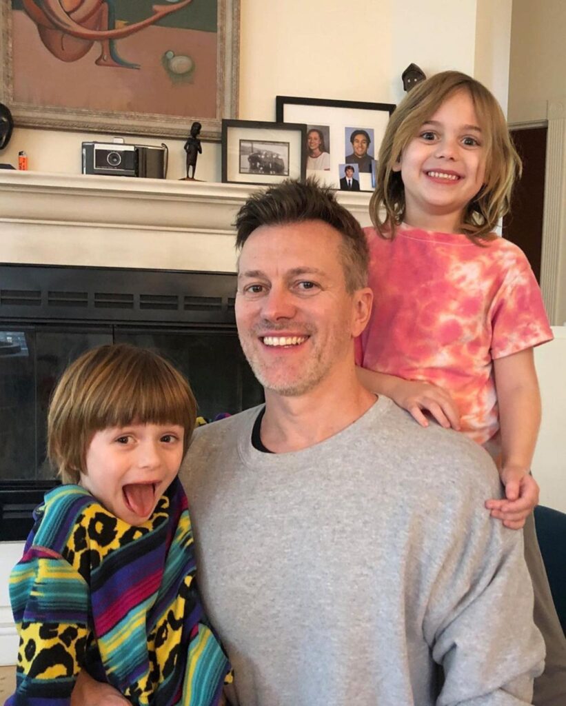 Kyle Newman with his two sons, James and Leo