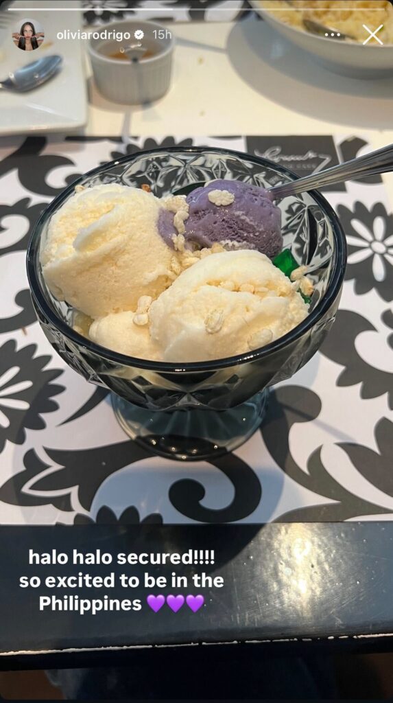 Olivia Rodrigo shares a snap of her Filipino dessert on her Instagram story