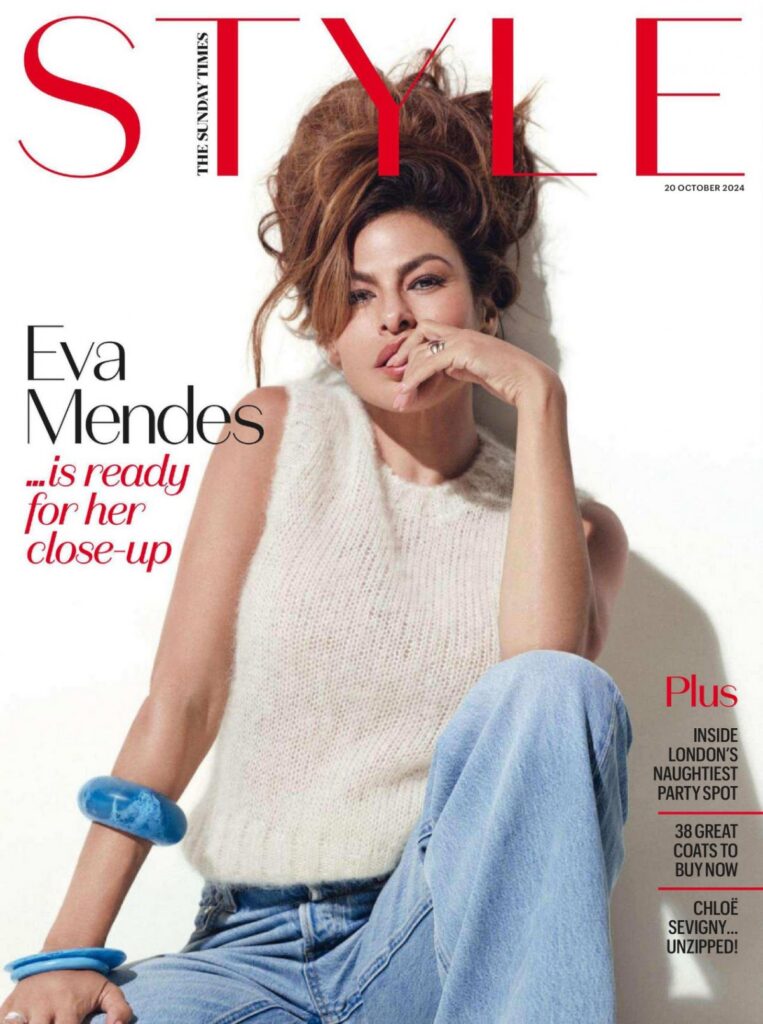 Eva Mendes on the cover of The Sunday Times, October 2024 issue