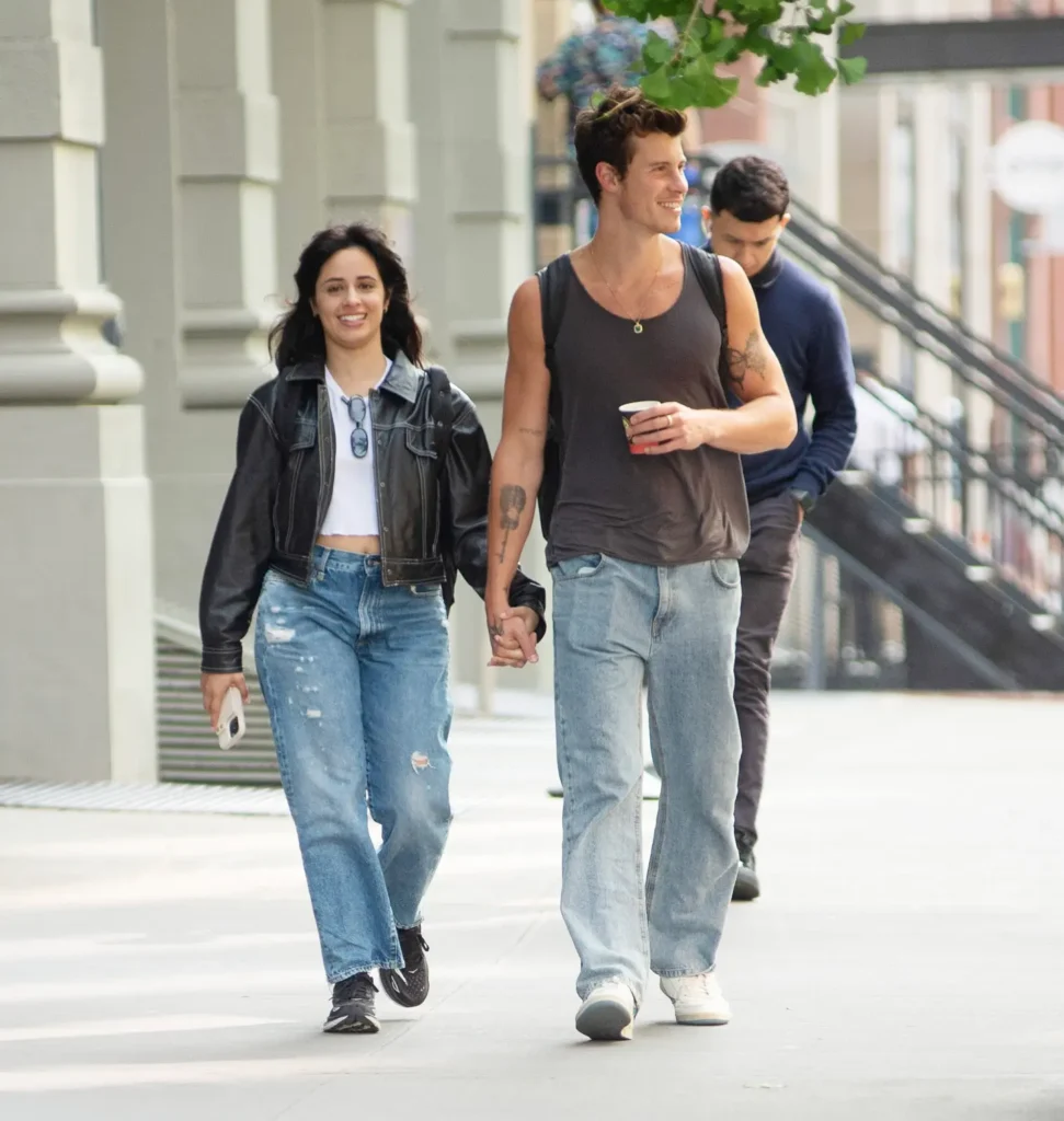 Camila Cabello and Shawn Mendes holding hands on a casual coffee date in New York City