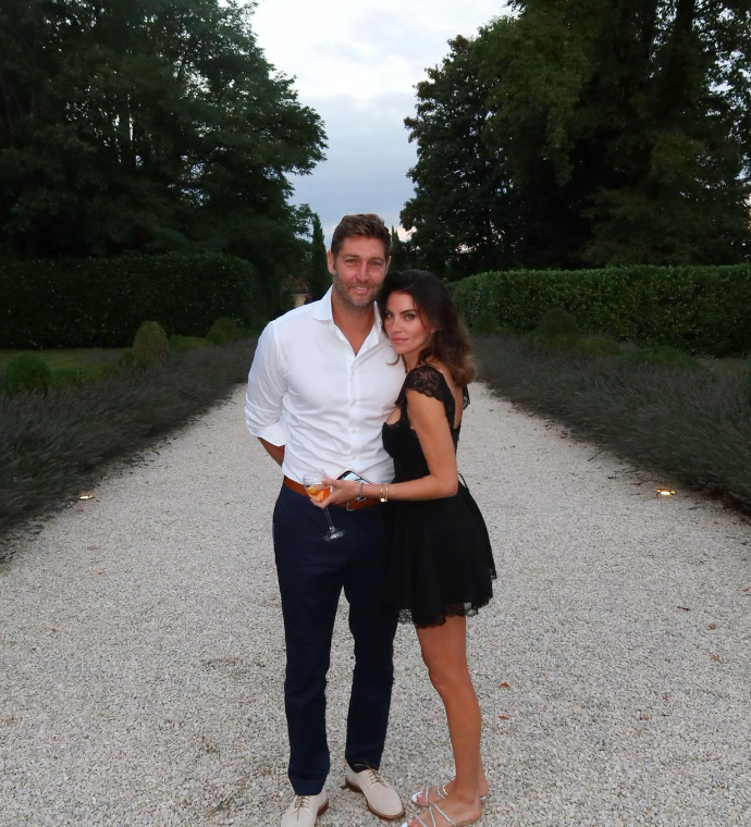 Jay Cutler and Samantha Robertson at a friend's wedding in France