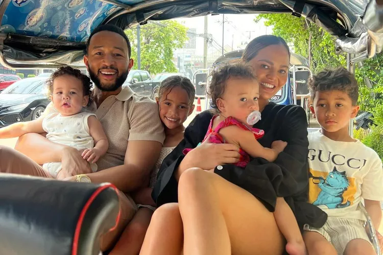 Chrissy Teigen and John Legend with their four children