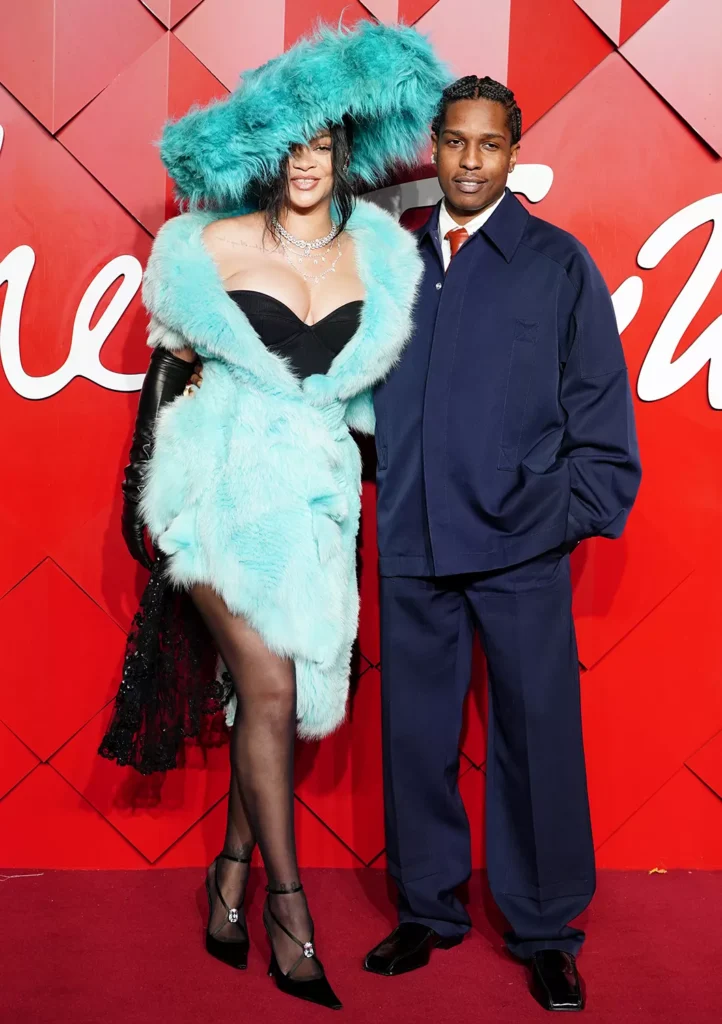 Rihanna and A$AP Rocky on the red carpet of the 2024 Fashion Awards