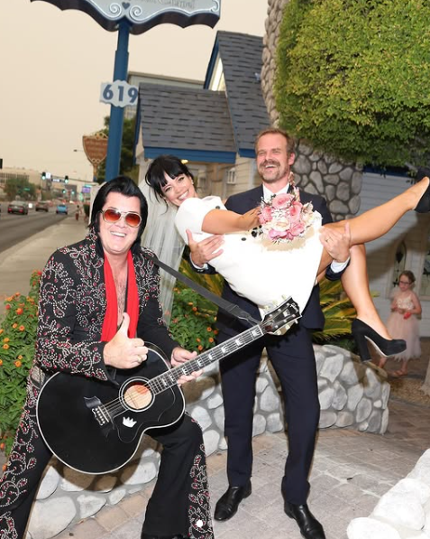 Lily Allen and David Harbour on their wedding day in Las Vegas